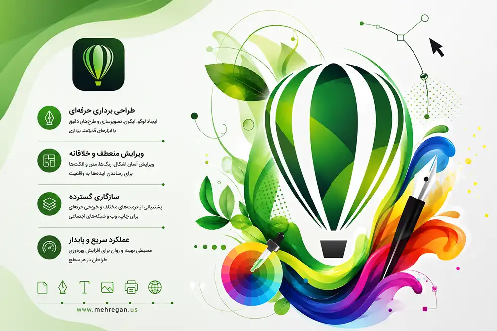 اموزش تخصصی coreldraw در اصفهان اموزشگاه مهرگان